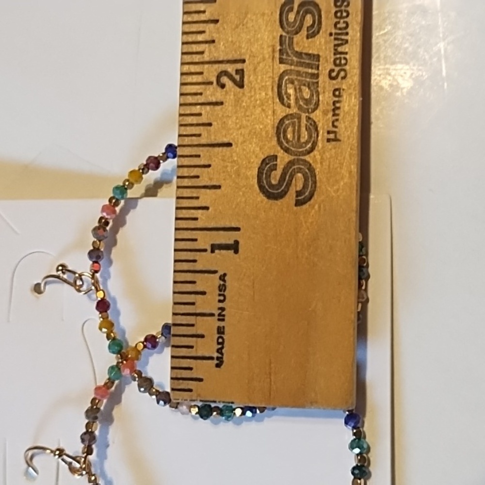 New Multicolor Beaded Hoop Earrings - Picture 4 of 6